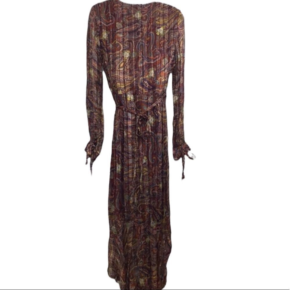 Anthropologie Love Sam Moroccan Paisley Wrap Dress V Neck Long Sleeve Size Small - Picture 4 of 15